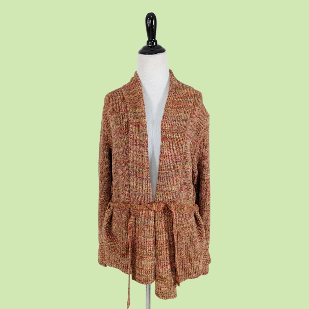 Lele Hand Knit In Lithuania Brown Sweater Cardigan S/M Cotton‎ Linen